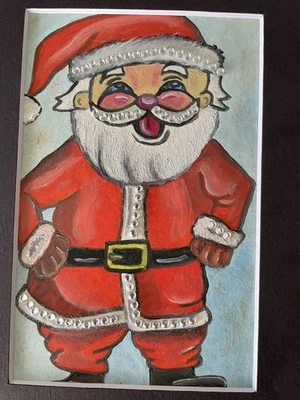 Pintura al óleo original 5 x 7 pulgadas incluyendo negro mate - Envío gratis - Papá Noel Foto 1 de 4