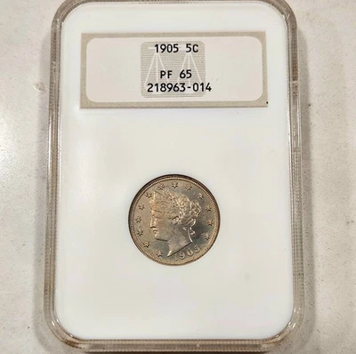 1905 Proof 5C Liberty Nickel ~ NGC Graded PF65 Old Fatty Nice Hologram - Image 1 of 2