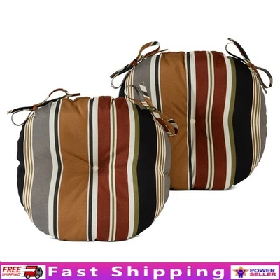 Paquete de 2 cojines redondos para asiento de bistró exterior impermeables relleno suave duraderos nuevos Foto 1 de 4