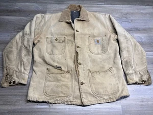 Vintage Carhartt Jacket Mens XL Chore Blanket Lined Distressed Very Thrashed - Picture 1 of 18