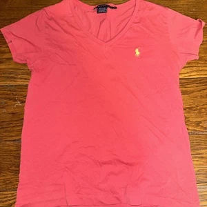 Ralph Lauren Sport Shirt Women's Size Medium M Pink Short Short Sleeve Cotton - Picture 1 of 4