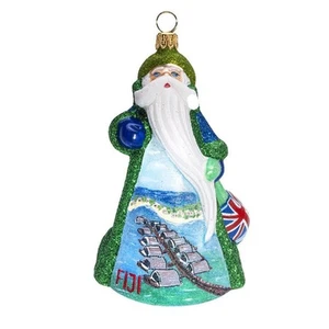 Glitterazzi Fiji Papá Noel Vidrio Polaco Adorno de Navidad UNO Decoración de Papá Noel Nuevo - Imagen 1 de 3