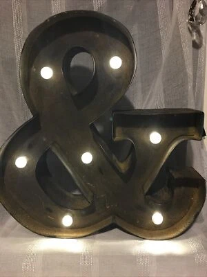 WALL DECOR Rustic Ampersand “&“ Initial Monogram Alphabet Wedding  NEW Light Up - Image 1 of 4