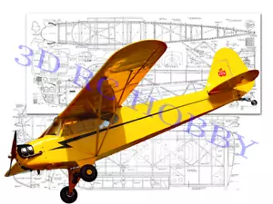 GIANT Piper J3 Cub 140" 12FT WS RC Model Plane Airplane Plans Templates PRINTED - Picture 1 of 1