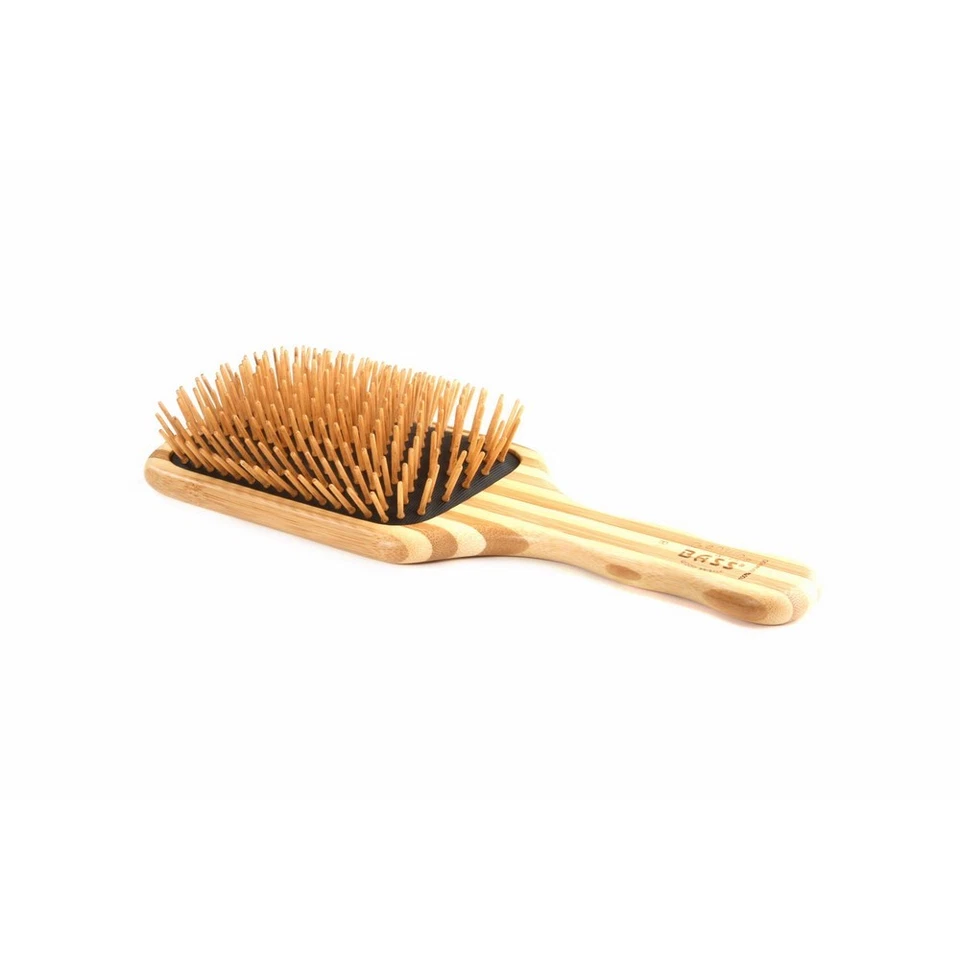 Bass Brushes Large Square Paddle Brush 100 Natural Bamboo Pin and Handle