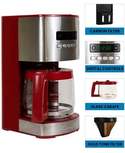 Kenmore 12Cups Coffee Maker Programmable Electric Bar Filter Coffee Maker, Red - Picture 1 of 7