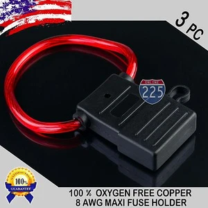 3 Pack 8 Gauge APX MAXI Inline Blade Fuse Holder 100% OFC Copper Wire 32V DC - Picture 1 of 6