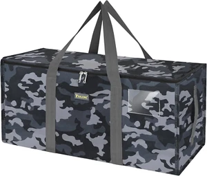 Extra Large Storage Tote with Zippers & Carrying Handles, Heavy-Duty Oxford Fabr - Picture 1 of 7