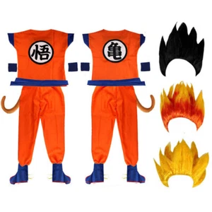 Halloween Dragon Ball Z Goku Costume Anime Kamehameha Super Saiyan Wig for Kids - Picture 1 of 33