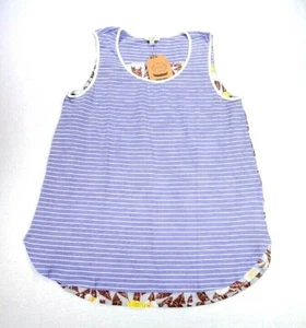 Kori America Boutique Women's Periwinkle & White Stripe Floral High Low Tank S - Picture 1 of 3