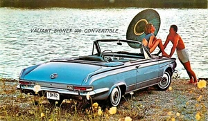 ANTIQUE AUTO, NEW PLYMOUTH VALIANT CONVERTIBLE, VINTAGE POSTCARD (S497) - Picture 1 of 2
