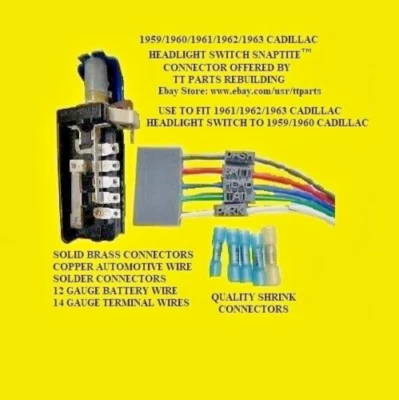 1959/1960/1961/1962/1963 CADILLAC ФАРЫ ПЕРЕКЛЮЧАТЕЛЬ ПРОВОД ЖГУТ СОЕДИНИТЕЛЬ - Изображение 1 из 4