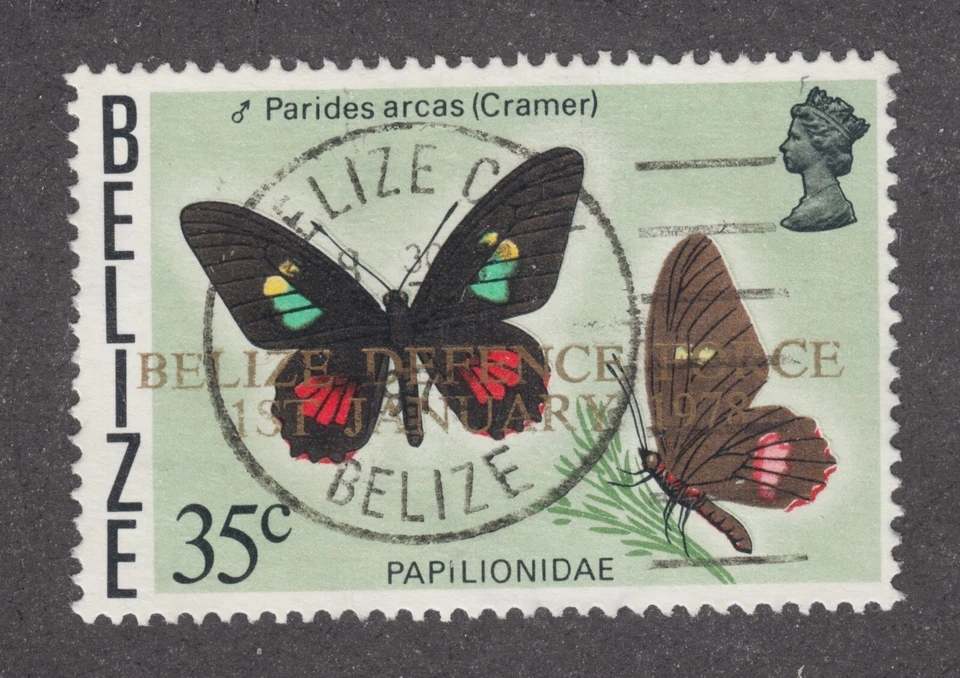 Belize Sc 396 used. 1978 35c Butterfly with gold overprint, fresh, bright, sound - Image 1 of 1