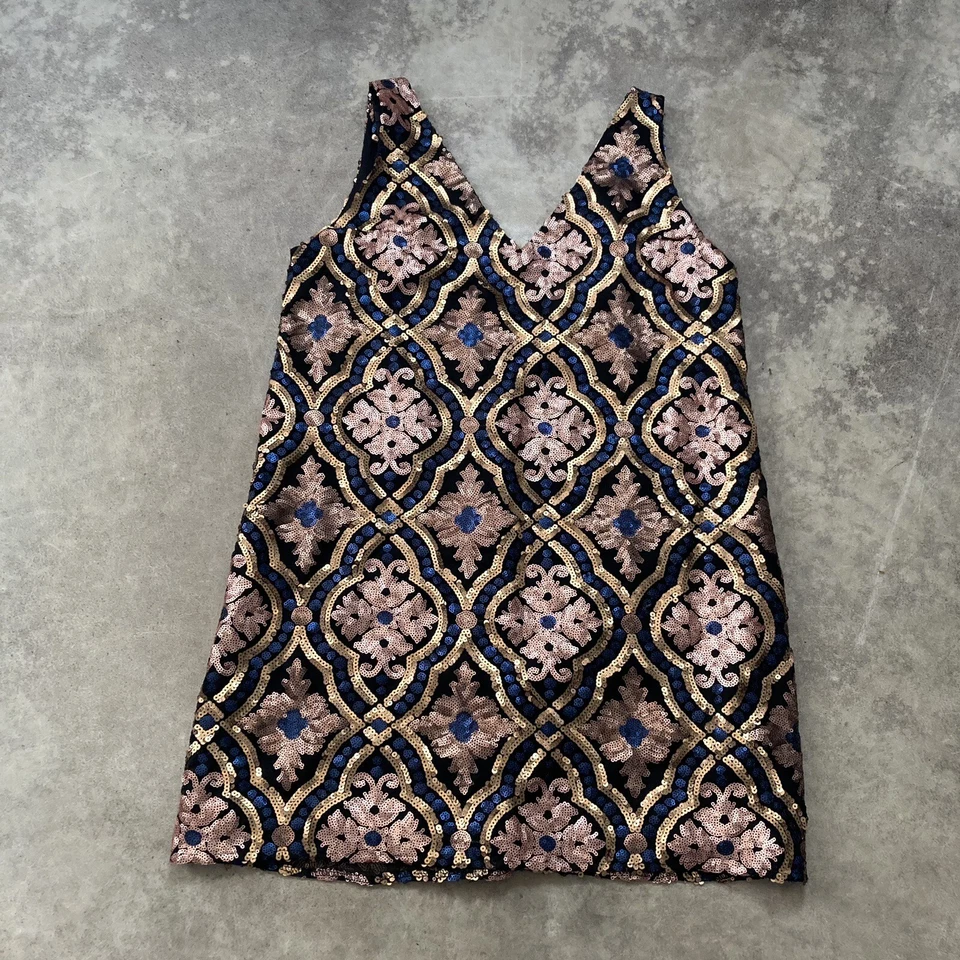 Vestido Show Me Your MuMu para mujer talla pequeña doble cazo lentejuelas cuello en V mini Foto 1 de 4