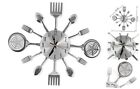 16 Inch Cutlery Kitchen Wall Clocks with Fork and Spoon Dial, Silent Sliver