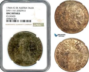 A10-23, Austria, Joseph II, Taler 1766 A IC-SK, Vienna Mint, Silver, NGC UNC Det - Picture 1 of 1