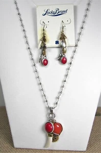 Lucky Brand Cape Town Necklace Earring Set Giraffe Tusk Coral Charms Silver Tone - Picture 1 of 9