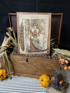 ALTES PRIMITIVES VIKTORIANISCHES MUSIKSCHILD VINTAGE STIL GLÜCKLICHE PILGERIN DANKESCHÖN - Bild 1 von 6