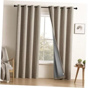  Full Blackout Window Curtains 84 inches 52"W x 84"L (Pack of 2) Light Khaki. - Picture 1 of 7