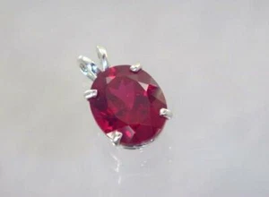 Colgante de plata esterlina 925, rubí creado, SP040 - Imagen 1 de 6