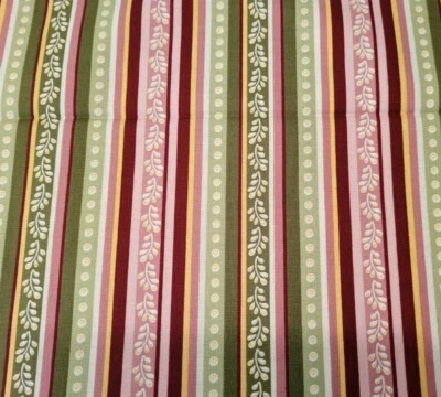 23" Romance Tina Higgins Quilting Treasures Golden Yellow Pink Green Stripe - Image 1 of 3
