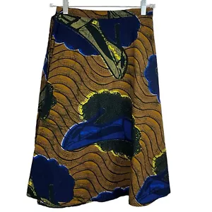 Guaranteed African Wax By Anningtex Wrap Skirt Sz M/L Handmade Blue Brown Print - Picture 1 of 4