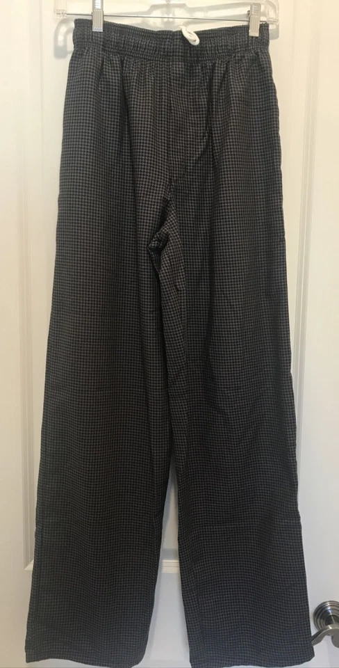 Houndstooth Chef's Pants Adult Large Uncommon Threads Uniform Pants Black Grey - Image 1 of 4