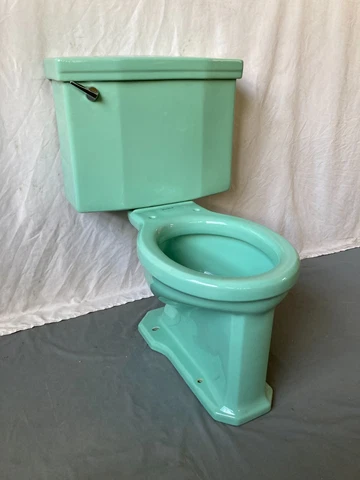 Vtg Deco Mid Century Jadeite Ming Green Porcelain Toilet Standard 333-23E Cover