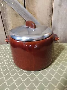 West Bend Keramik Bohnentopf braun Metalldeckel - Bild 1 von 4