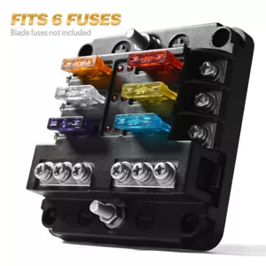 6-Circuit Automotive ATC Blade Fuse Holder Box LED Indicator Block w/Negative - Picture 1 of 9