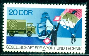1982 Sport & Technics,Parachute,parachuting,Sailing ship,Navy truck,DDR,2715,MNH - Picture 1 of 1