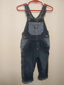 Vintage. OshKosh Vestbak blau Denim Overall Hose gestreift Taschen & Bündchen 24 Monate - Bild 1 von 6