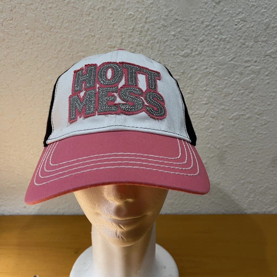 Lote de 2 gorras de camionero para mujer rosa negro gorra de lona ajustable hott desorden genial lindo Foto 1 de 4