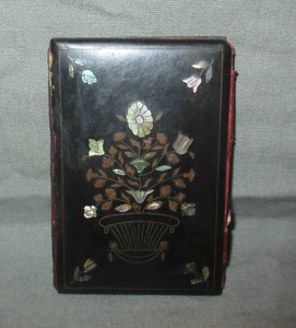 ancien carnet de bal laqué noir nacre Napoléon III XIX ème - Picture 1 of 7
