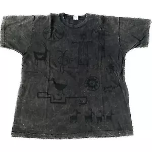 Vintage 90s FoTL New Mexico Petroglyphs Rock Art AOP XL Acid Washed Shirt VTG - Picture 1 of 7