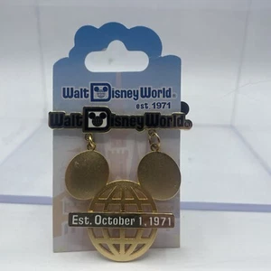 WALT DISNEY WORLD EST. OCTOBER 1,1971 Large Mickey Ear Golden Dangle Pin Rare - Picture 1 of 2