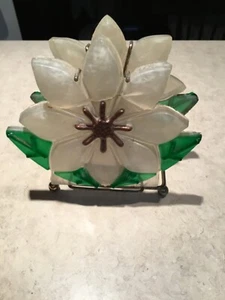 Vtg MCM Lucite Resin White Flower Napkin/Letter Holder Wondermold  CA USA - Picture 1 of 6