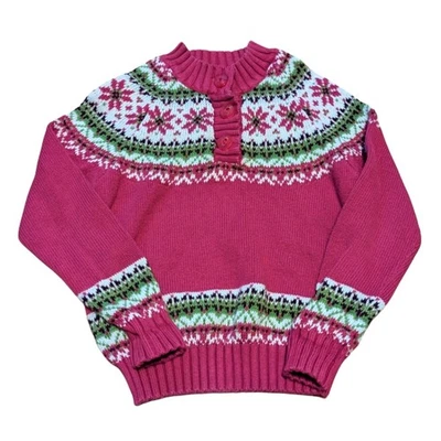 L.L. Suéter Henley tejido algodón estampado floral Fair Isle Bean Girls 4 Foto 1 de 4