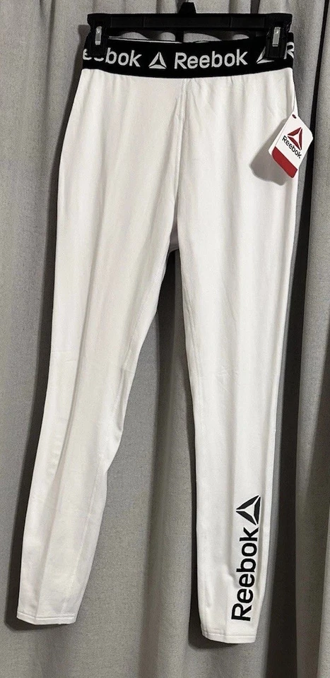 Reebok Men’s Sm Compression Tights, Rash Guard, Moisture Wicking, White - Image 1 of 4