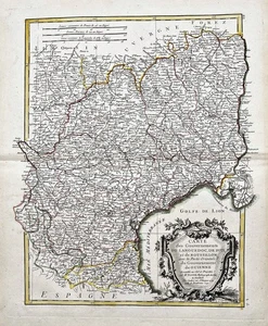 Languedoc Foix Guyenne Pyrenees Orientales Aude Herault France carte map Bonne - Bild 1 von 1