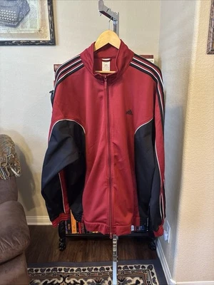 Adidas Мужская 3 полоски бордовый и черный Colorblock Track куртка. Размер XL - Изображение 1 из 4