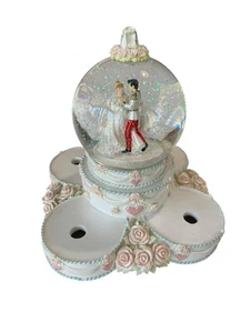 Disney Princess Wedding Cake Musical Rotating Snow Globe Belle Cinderella READ - Picture 1 of 12
