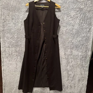 Vintage Herman Geist Women's Brown Wool Vest Dress Duster Size 10 Classic Y2K - Picture 1 of 16