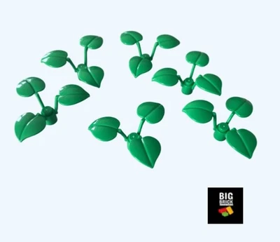 BIG BRICK LITTLE BRICK BBLB 6 x hellgrüne Pflanze mit 3 großen Blättern - LEGO kompatibel (6255) Neu