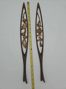 2 colgantes de pared vintage de metal Sexton años 70 par The Seasons Hollywood Regency - Imagen 1 de 4