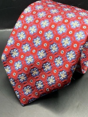 Robert Talbott Tie Red Floral Medallion Heavy Woven Silk Handmade USA Necktie — 第 1/4 张图片