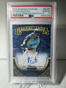 2024 Bowman Sterling FELNIN CELESTEN Blue Extravaganza auto /25 PSA 10 Mariners - Picture 1 of 2