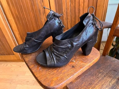 Botas Marsell Talla 9/39 Cuero Negro Tacón Con Cordones Campesino Bohemio Foto 1 de 4