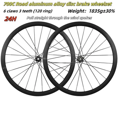 Road Bicycle 700C 35mm Height Wheelset Disc Brake Six-hole Aluminum Alloy Wheels - Image 1 of 4