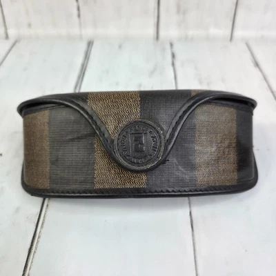 Estuche de gafas de sol Fendi vintage vacío auténtico gamuza forrado a rayas HECHO EN ITALIA Foto 1 de 4